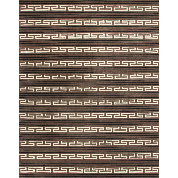Evening Brown Multi-Stripe Hand-Knotted Wool Rug 4' x 6'