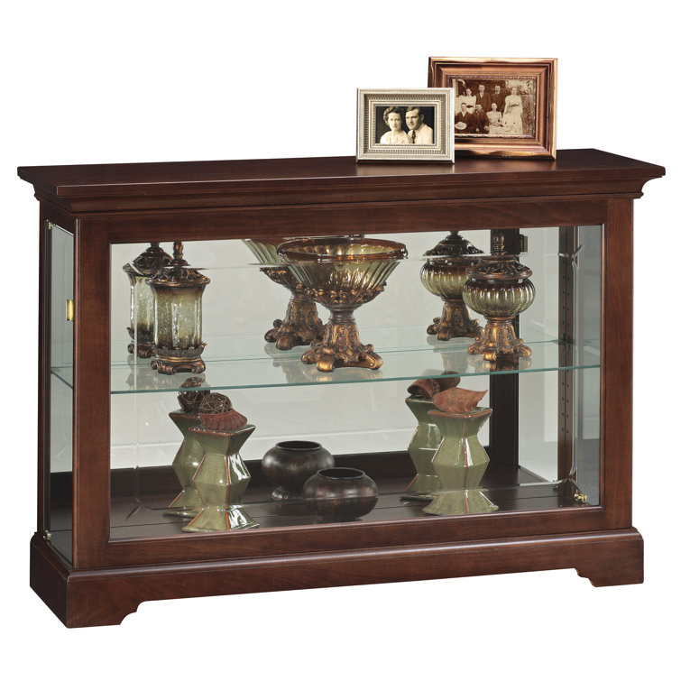 Cherry Bordeaux Lighted Glass Curio Cabinet