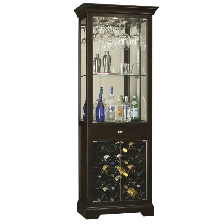 Elegant Transitional Gimlet Wine & Bar Cabinet in Rich Brown