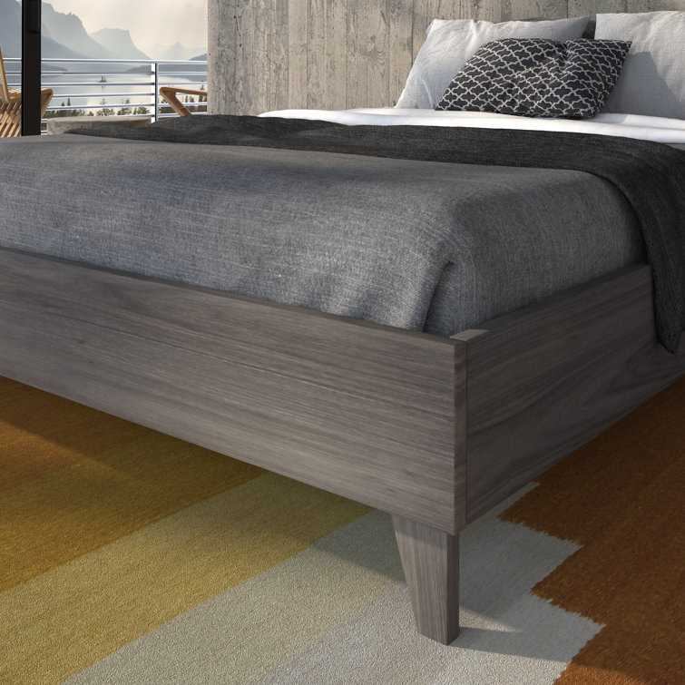 Natural Pine Queen Platform Bed Frame with Slats
