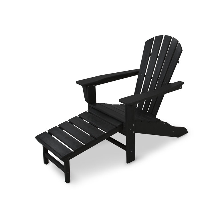 Black Recycled Plastic Adirondack Chair with Hideaway Ottoman