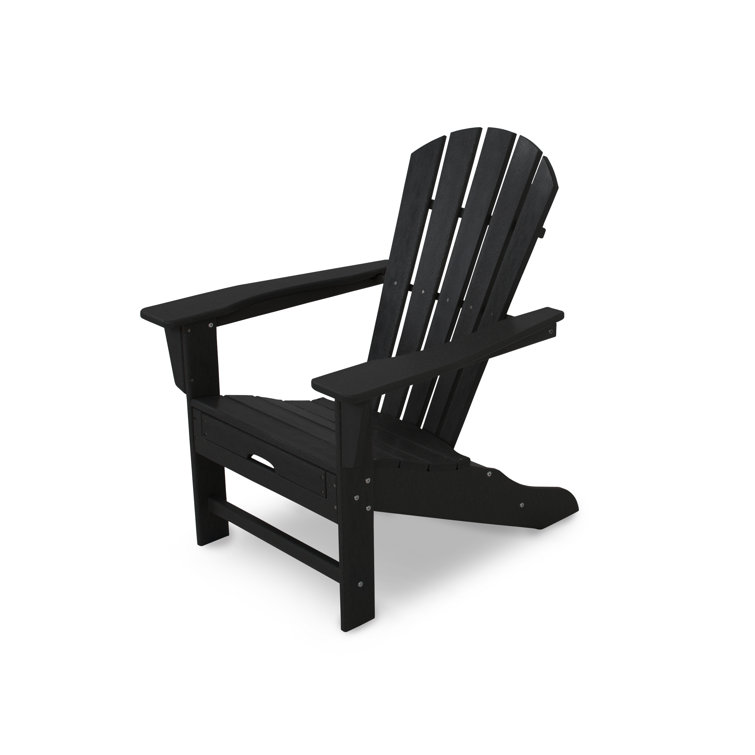 Black Recycled Plastic Adirondack Chair with Hideaway Ottoman