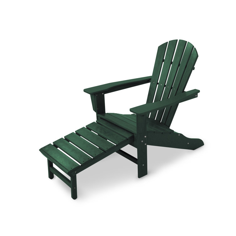 Green High-Density Polyethylene Adirondack Chair with Hideaway Ottoman