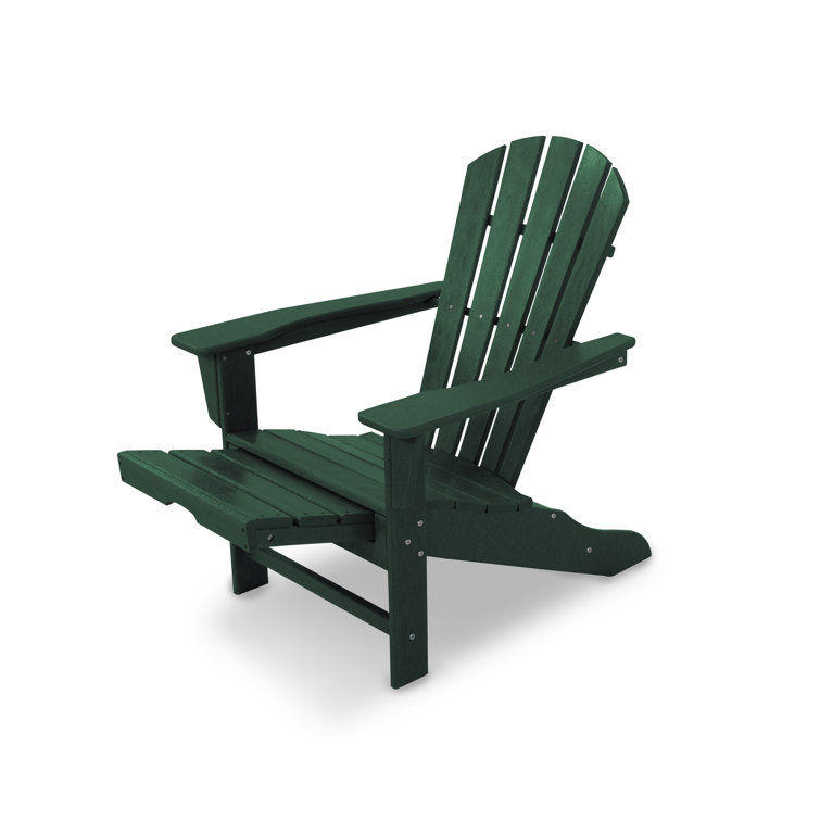 Green High-Density Polyethylene Adirondack Chair with Hideaway Ottoman