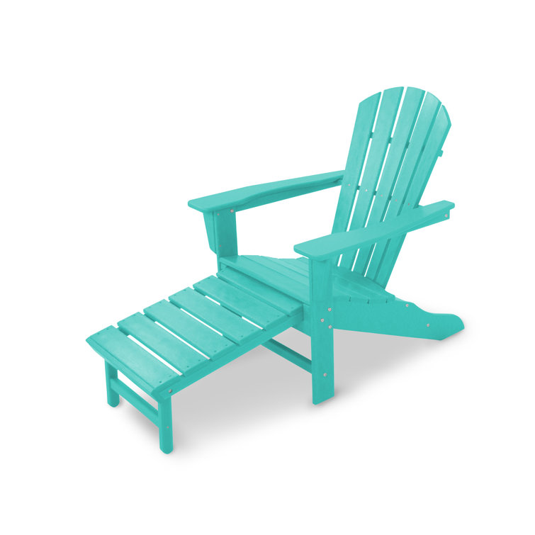 Aruba Blue Polywood Adirondack Chair with Hideaway Ottoman