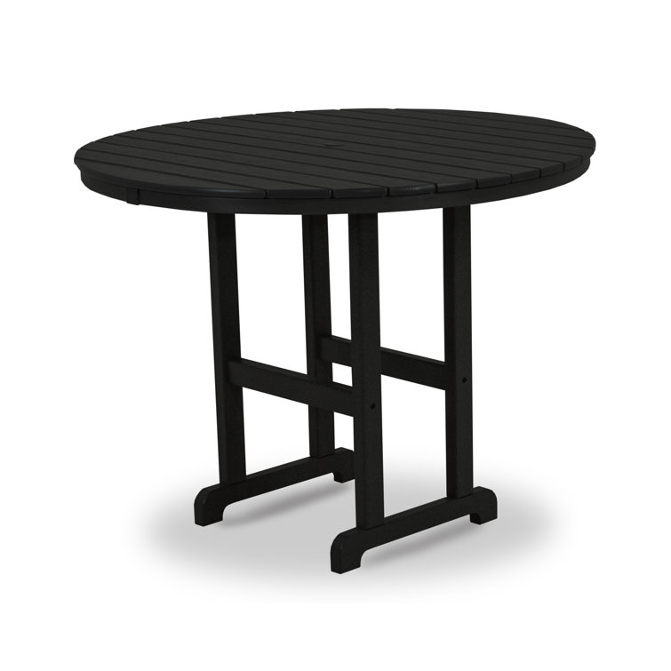 POLYWOOD Black 36" Round Farmhouse Dining Table