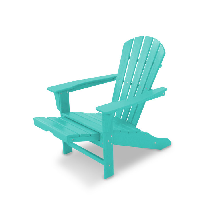 Aruba Blue Polywood Adirondack Chair with Hideaway Ottoman