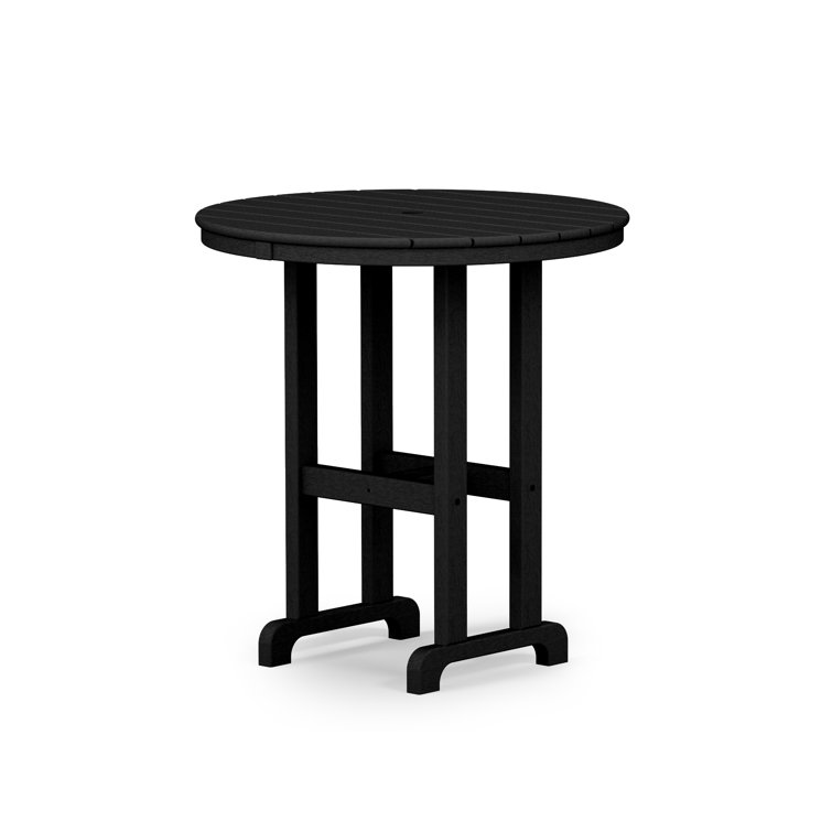 POLYWOOD Black 36" Round Farmhouse Dining Table