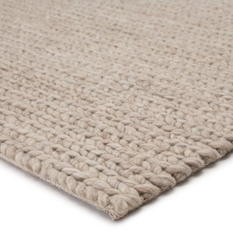 Handmade Braided Wool Solid Gray Reversible Area Rug, 2' x 3'