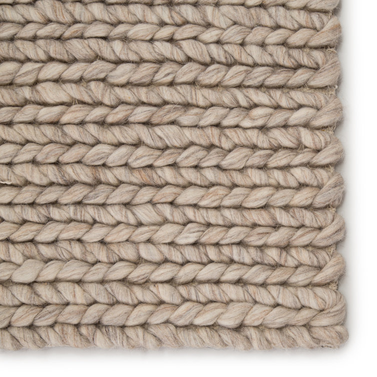 Handmade Braided Wool Solid Gray Reversible Area Rug, 2' x 3'