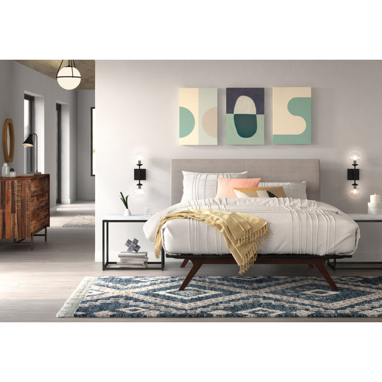 Tracy Full Cappuccino Gray Upholstered Wood Platform Bed