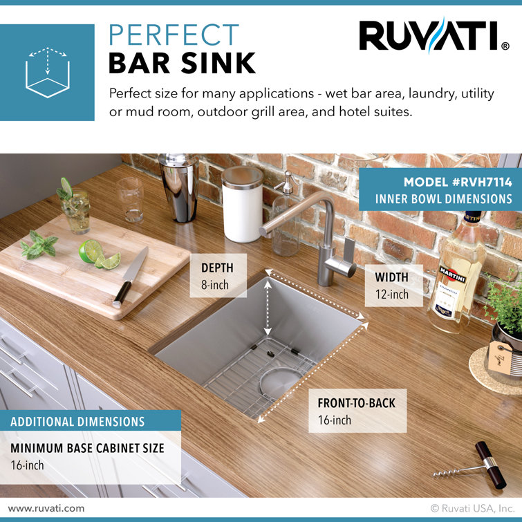 Ruvati 14-inch Stainless Steel Undermount Bar Prep Sink