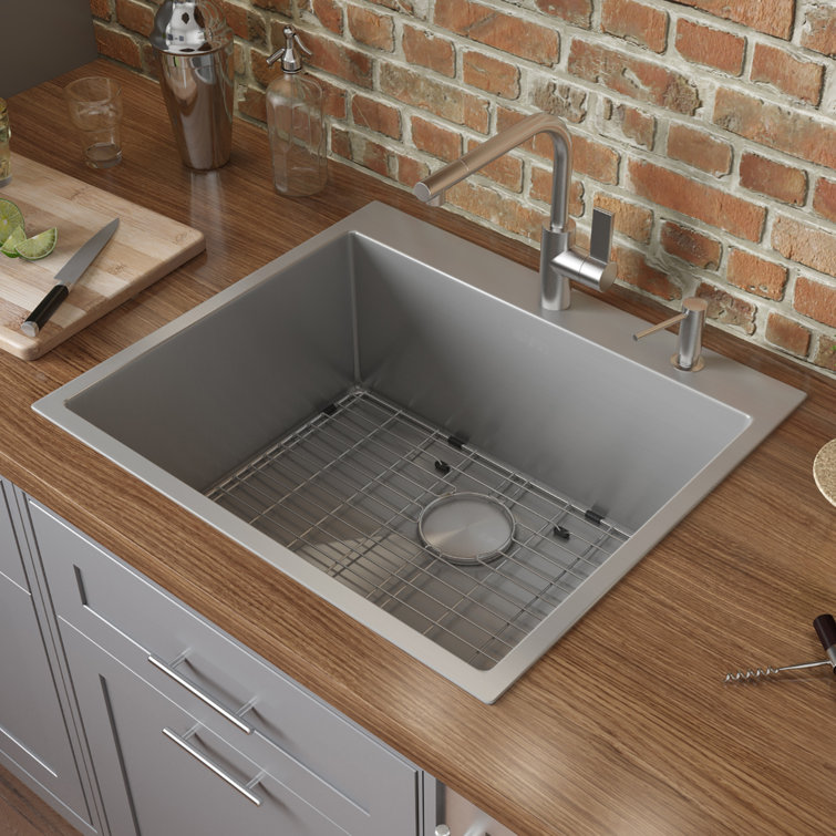 25-Inch Stainless Steel Single Bowl Drop-In Kitchen Sink
