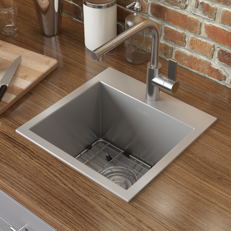 Ruvati 15" Brushed Stainless Steel Drop-In Bar Sink