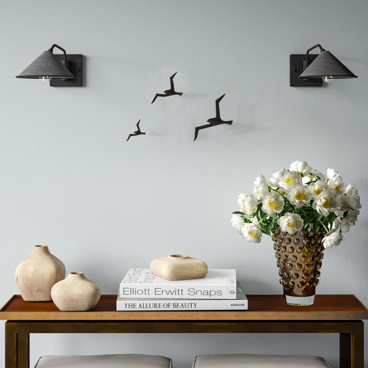 Antique Brass Flock of Birds Wall Sculpture Set