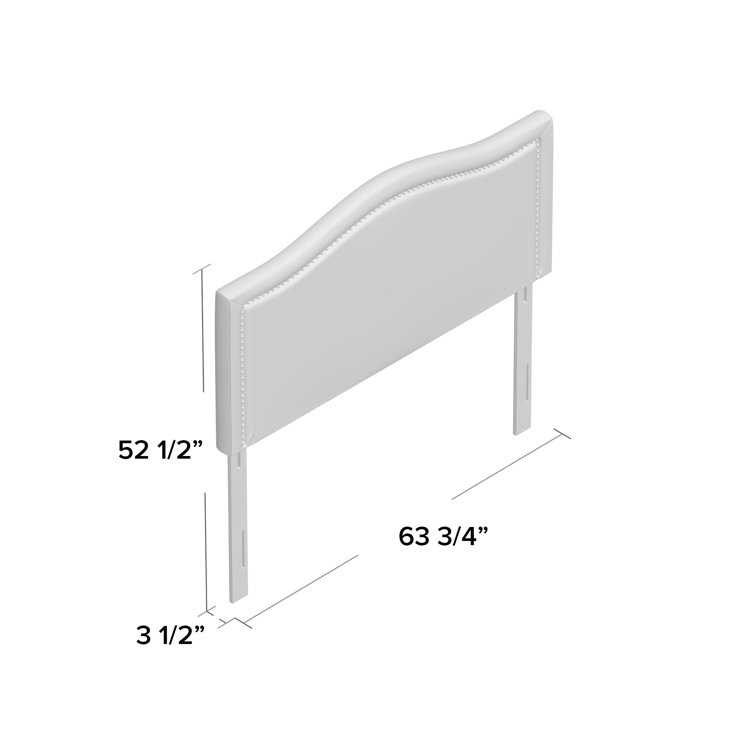Beige Queen Upholstered Headboard with Nailhead Trim