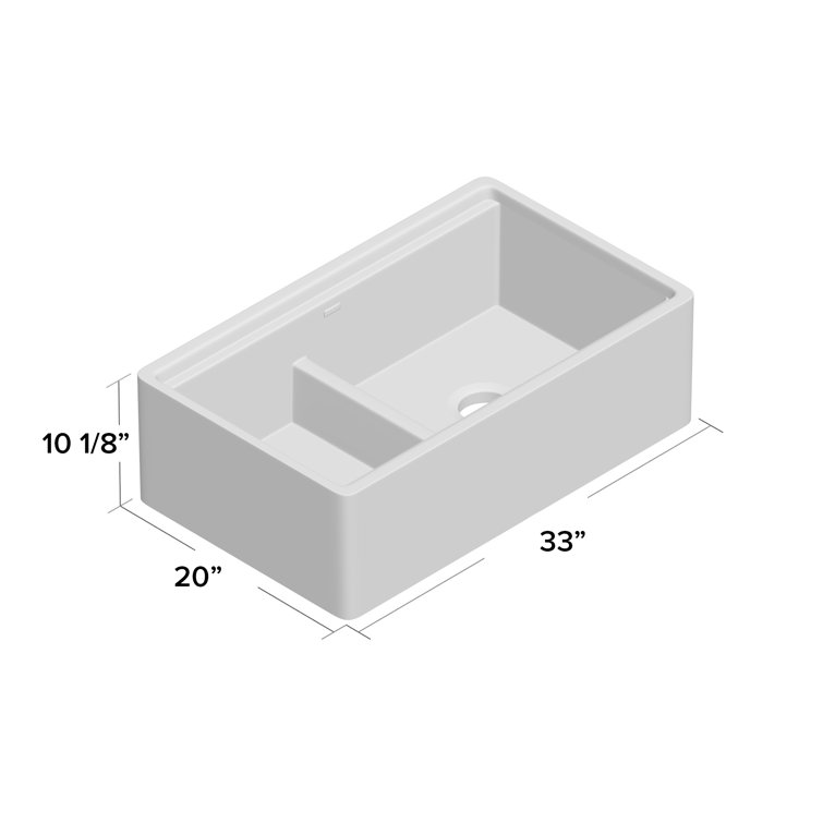 33" White Fireclay Double Bowl Farmhouse Kitchen Sink