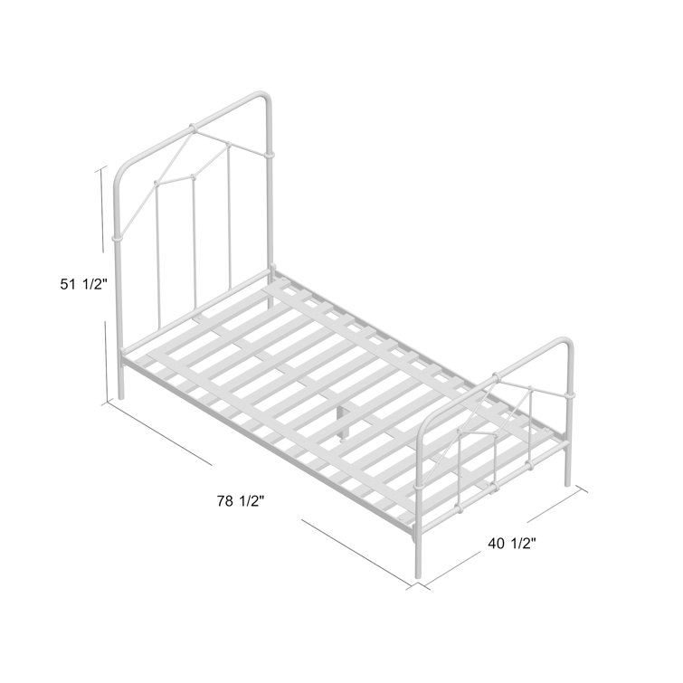 Black Twin Upholstered Metal Frame Bed with Headboard