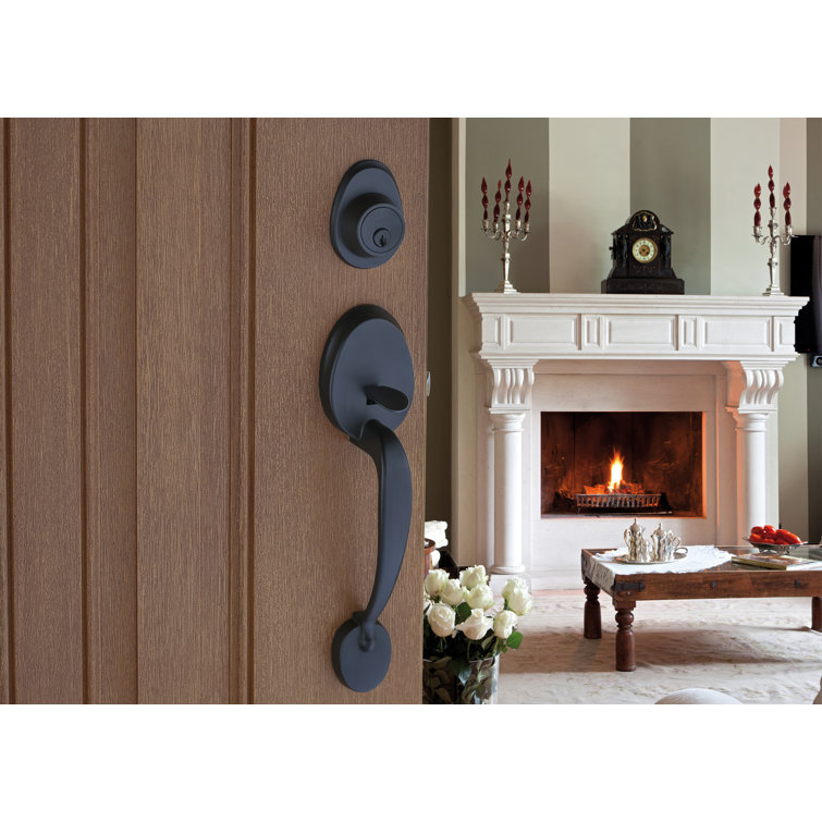 Black Single Cylinder Deadbolt with Lever Handle