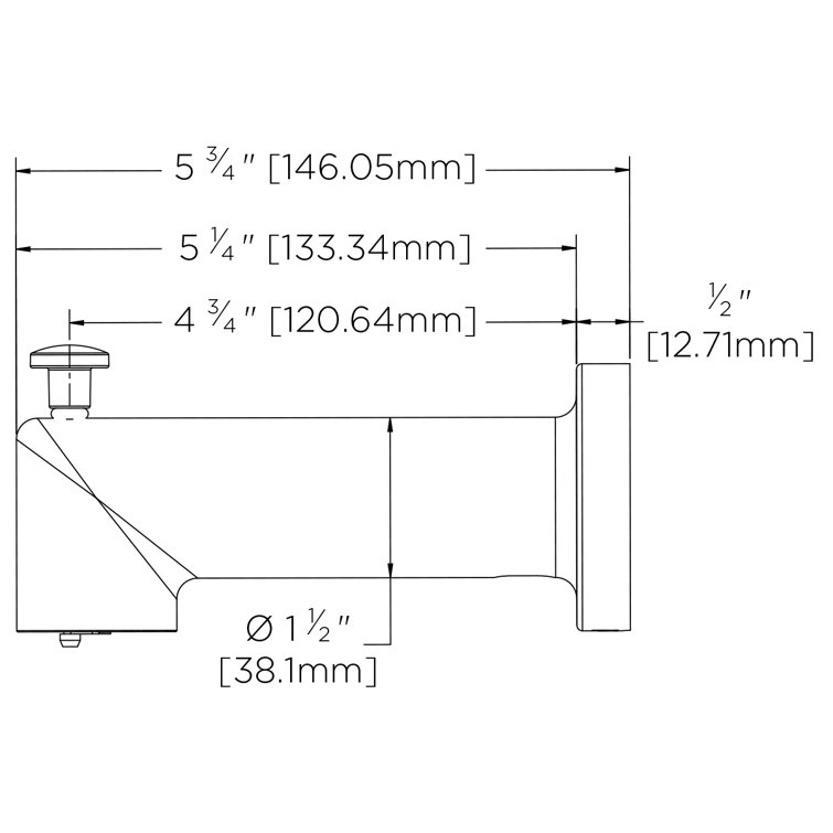 Matte Black Wall Mounted Tub Spout with Diverter