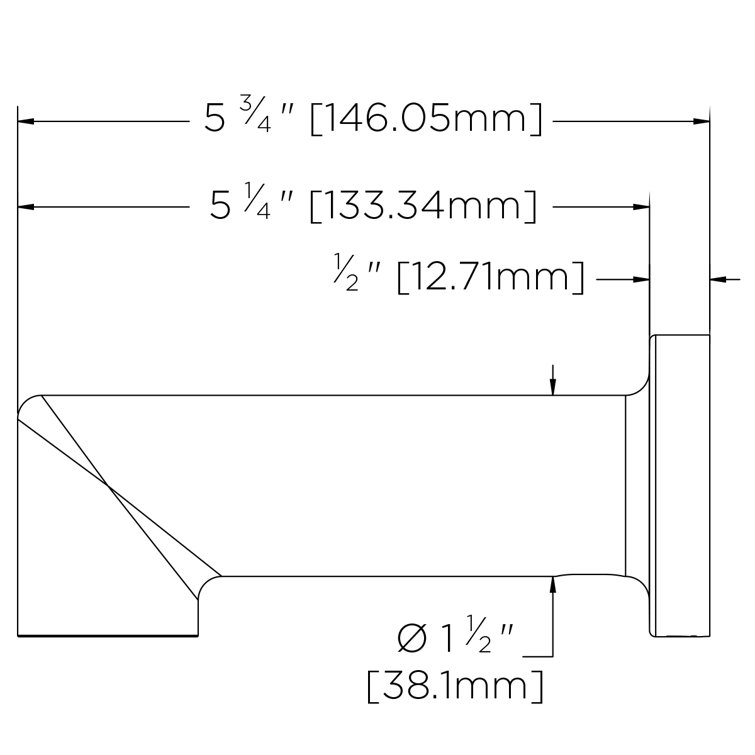 Neo Brushed Nickel Universal Wall Mounted Tub Spout