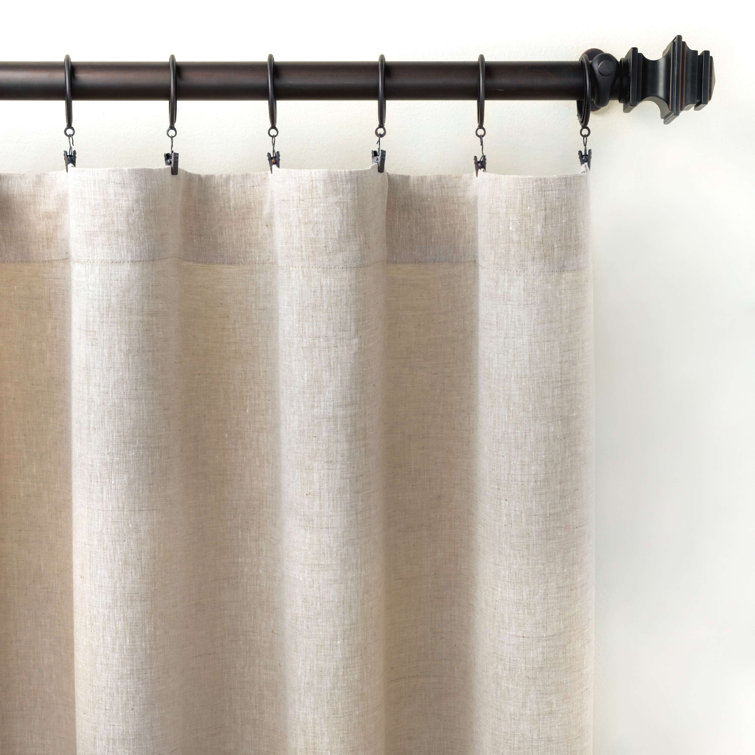 Natural Linen Pleated Rod Pocket Curtain Panel