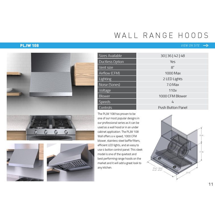 30-Inch Stainless Steel Under Cabinet Convertible Range Hood