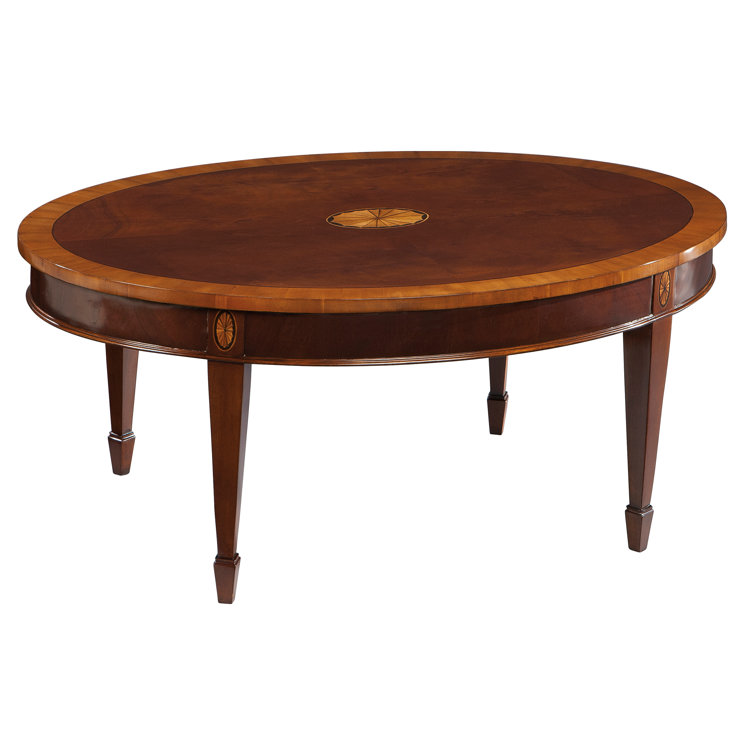 Brown Mahogany Oval Cocktail Table with Storage