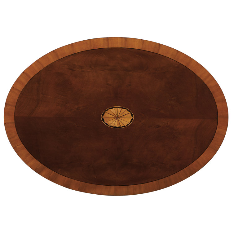 Brown Mahogany Oval Cocktail Table with Storage