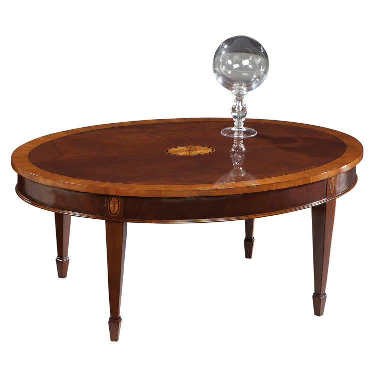 Brown Mahogany Oval Cocktail Table with Storage