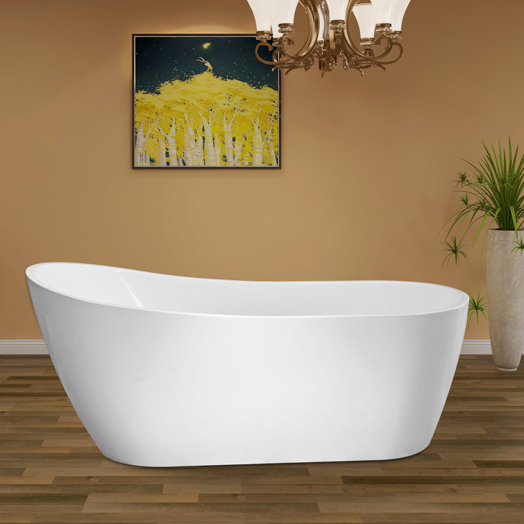 Amara 59'' White Acrylic Freestanding Soaking Bathtub