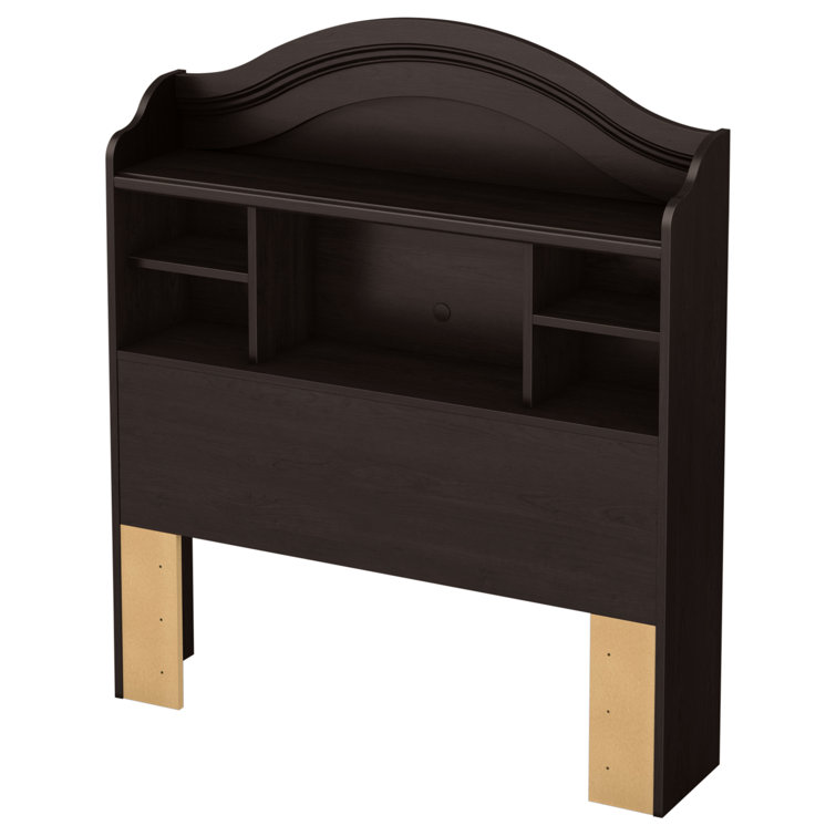 Twin Blueberry Wood Bookcase Headboard with Storage