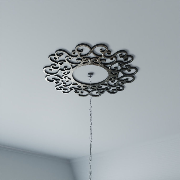 Antiqued Pale Gold 16" PVC Ornate Ceiling Medallion