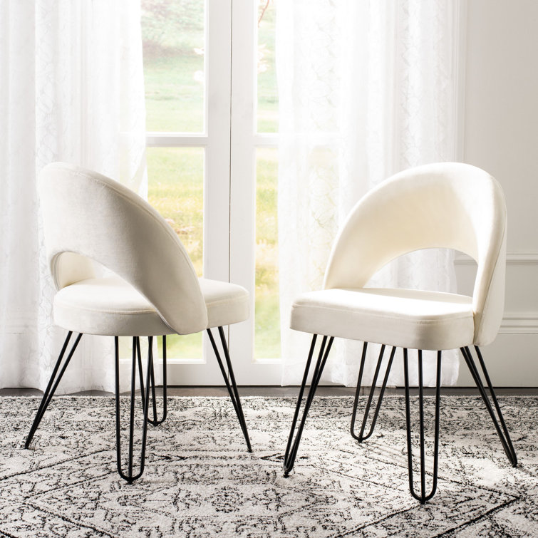 Creme Velvet & Matte Black Transitional Side Chair