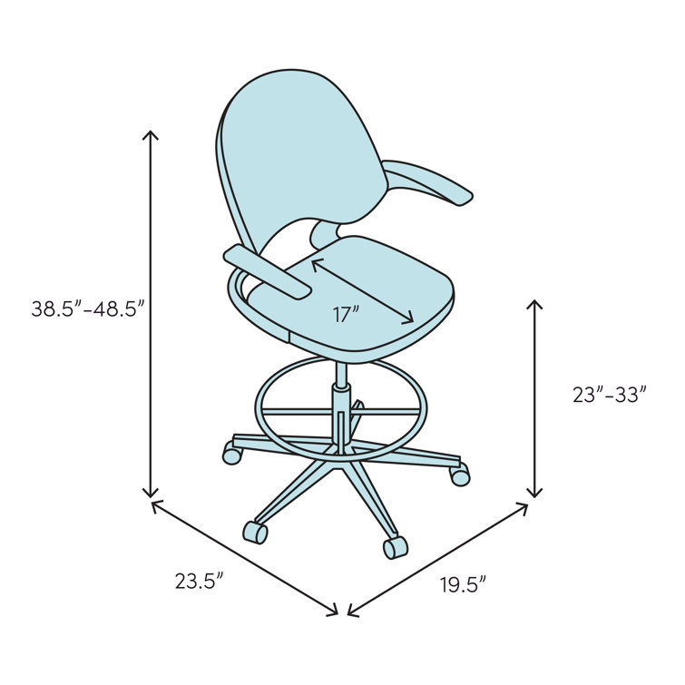 Ergonomic Black Nylon Drafting Chair with Adjustable Footrest