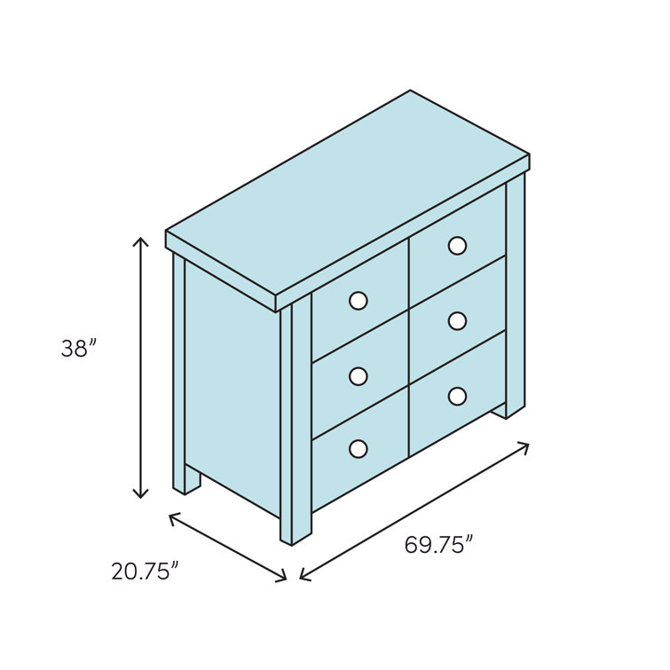 Sandstone Transitional 6-Drawer Dresser with Mirror
