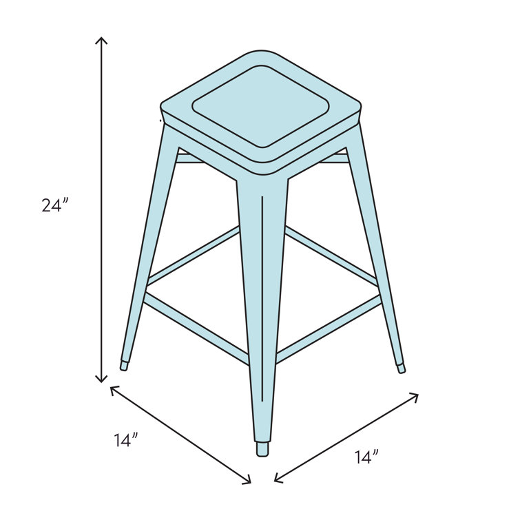 Contemporary Silver Plated Iron and Faux Leather Backless Counter Stool