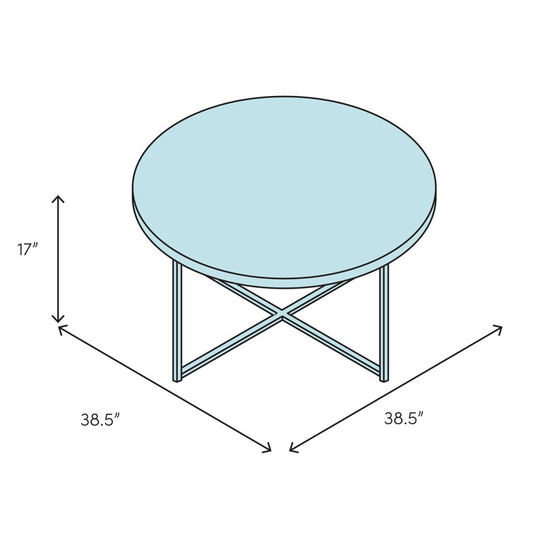 Ivory Gray Shagreen Round Metal Coffee Table with Brass Base