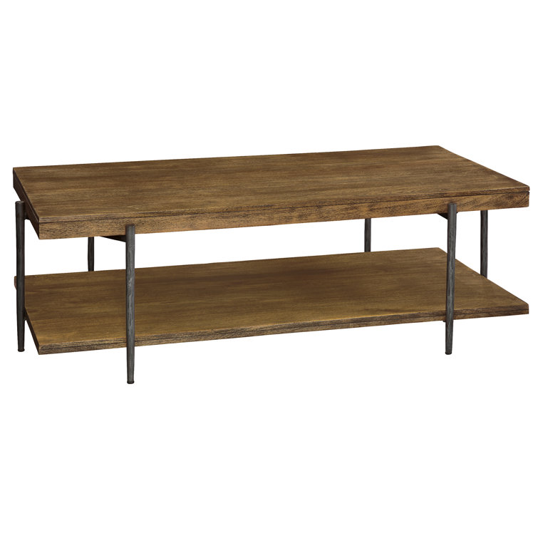 Bedford Park 56" Brown Wood and Metal Rectangular Coffee Table with Shelf
