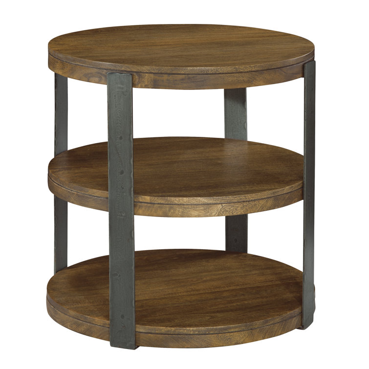 Bedford Park Round Mango Wood End Table with Storage