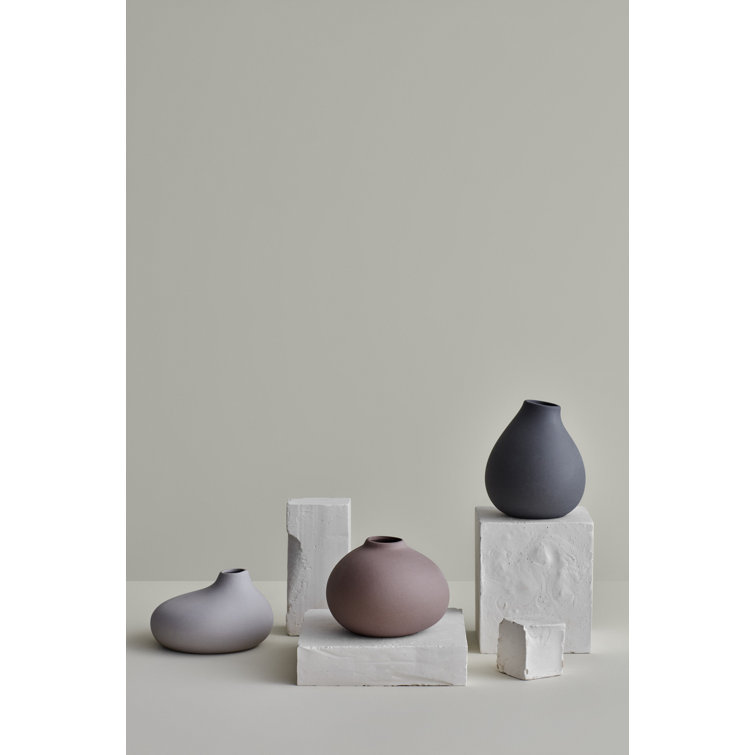 Nona Mini Porcelain Vases Trio in Pewter Dark Grey