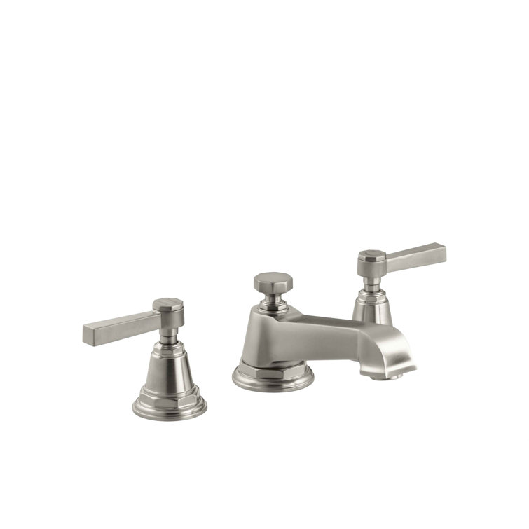 Pinstripe Vintage 1930's Inspired Brushed Nickel Widespread Bathroom Faucet
