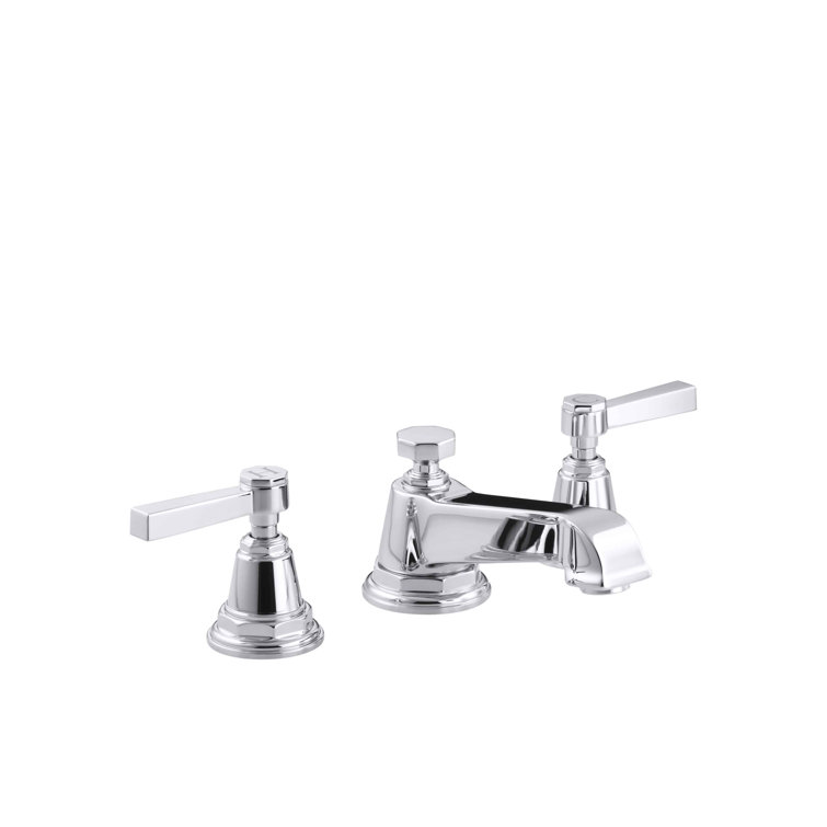 Elegant Pinstripe Polished Chrome Double Cross Handle Bathroom Faucet