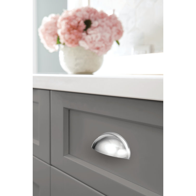 Polished Chrome Cabinet Cup Pull with Mounting Hardware