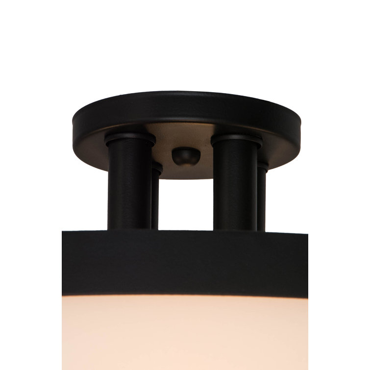 Smythe Craftsman 30" Bronze Glass Drum LED Semi-Flush Mount