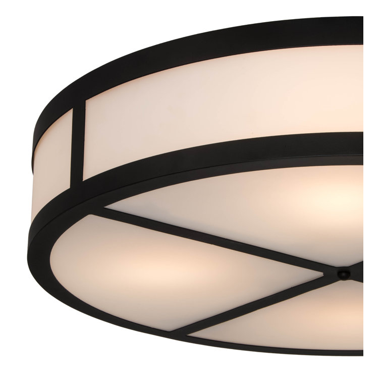 Smythe Craftsman 30" Bronze Glass Drum LED Semi-Flush Mount