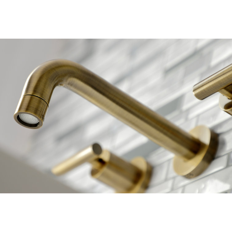 Manhattan Elegance Antique Brass Dual-Lever Wall-Mounted Bathroom Faucet