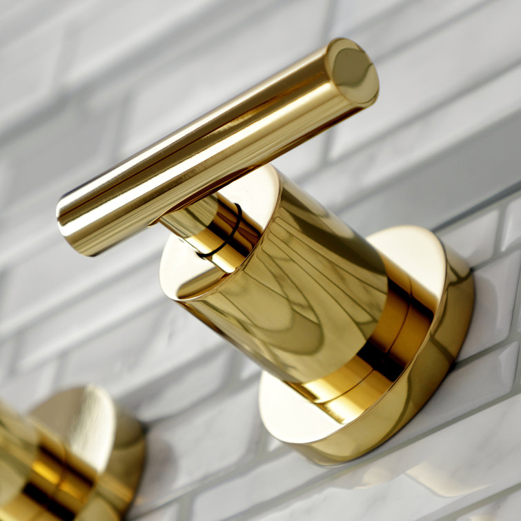 Manhattan Elegance 8-inch Polished Brass Wall Mount Bathroom Faucet