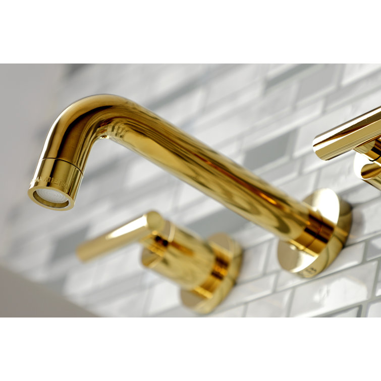 Manhattan Elegance 8-inch Polished Brass Wall Mount Bathroom Faucet