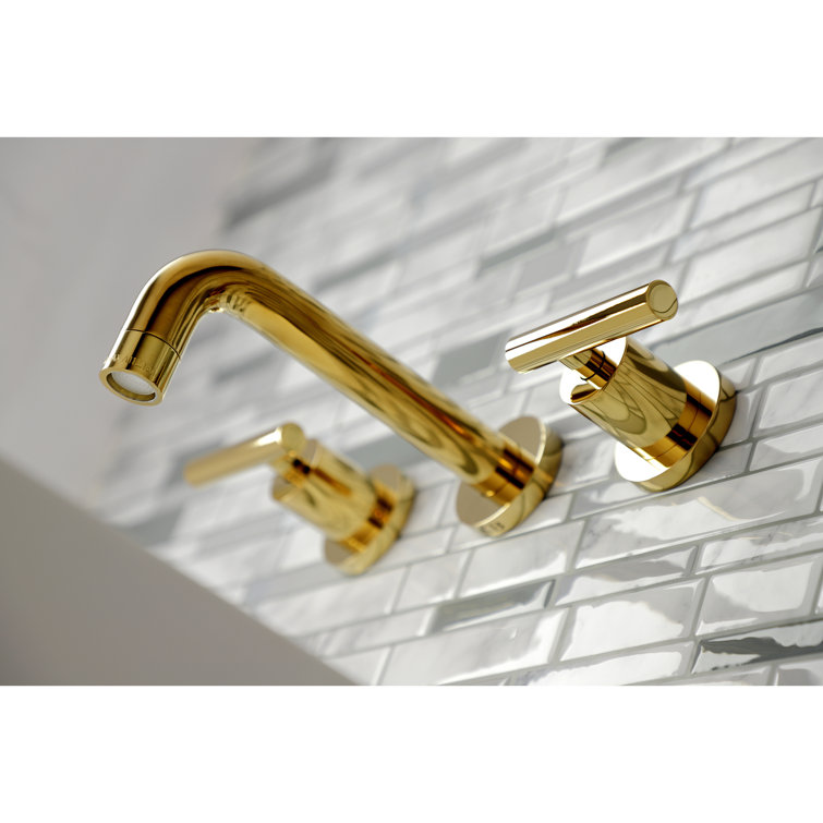 Manhattan Elegance 8-inch Polished Brass Wall Mount Bathroom Faucet